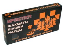 Игра &quot;3 в 1&quot; (нарды, шахматы, шашки). Материал:  дерево. Размер доски 34х34 см. :(S3828):
