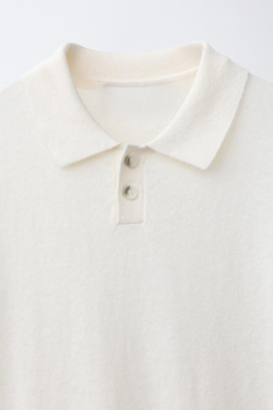 ZARA ПОЛО ИЗ ХЛОПКА И ЛЬНА В ПОЛОСКУ, ЭКРЮ