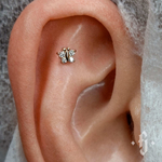 Накрутка "Butterfly" - Желтое золото - White CZ