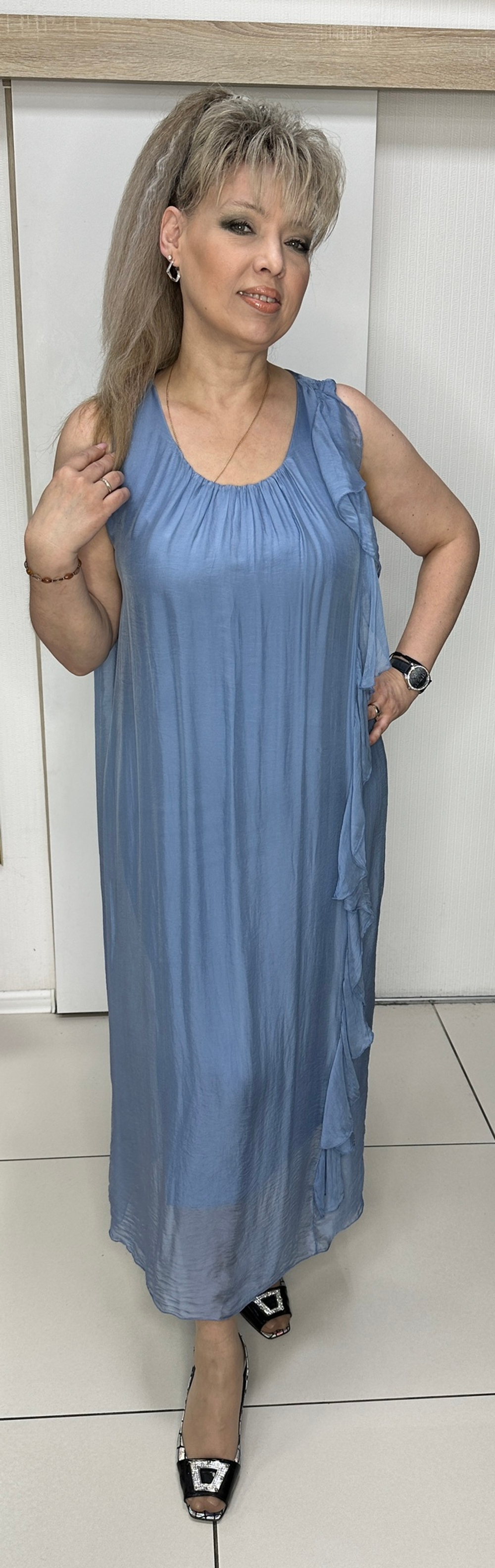 Двойное итальянское платье с рюшей