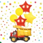 Воздушные шары 6 шт, «Весёлый грузовичок» (Грузовичок-77см ,45см,12»/24см,)