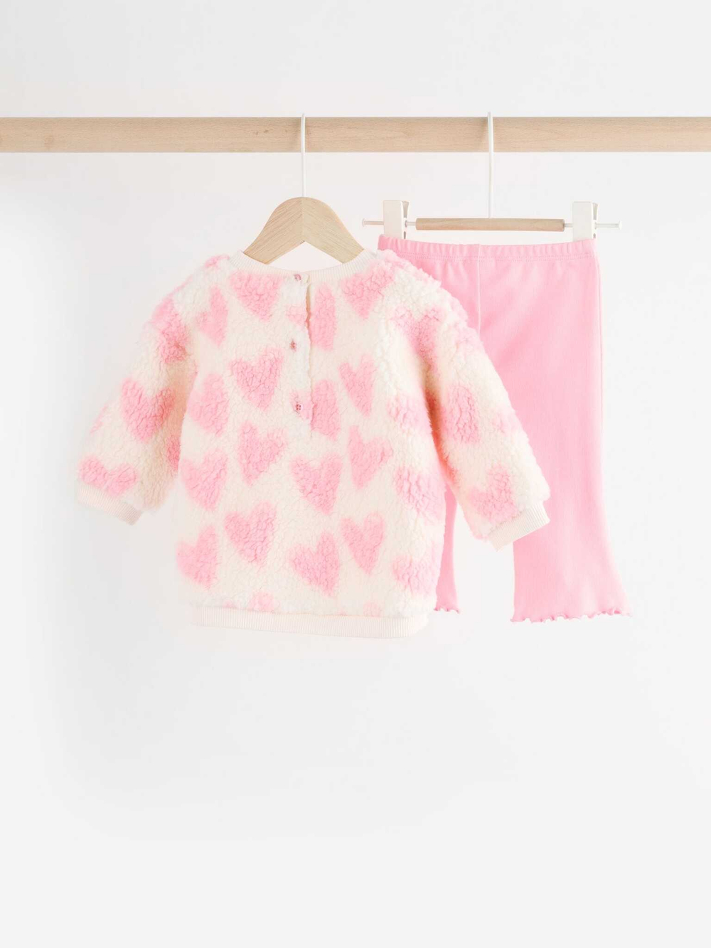 Толстовка флисовая и легинсы в комплекте для малышей Next 904-512, Розовый