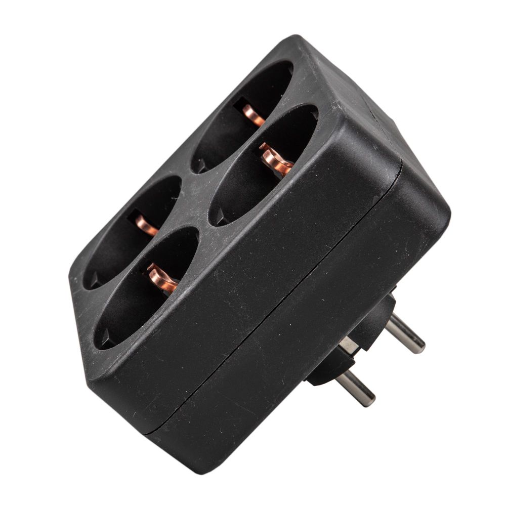 S-GES4-16S BLACK Разветвитель сетевой. с-з. 4 гнезда. 16А. 3500Вт. Черный. ТМ Uniel