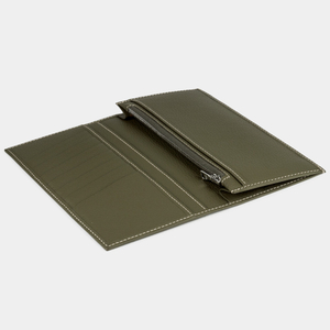 Кошелек кожаный, теленок зеленого цвета