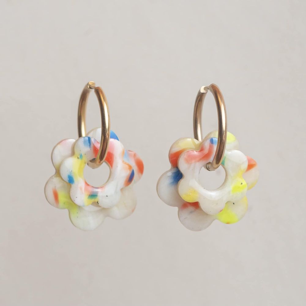 Recycl Object DOUBLE FLOWER EARRINGS