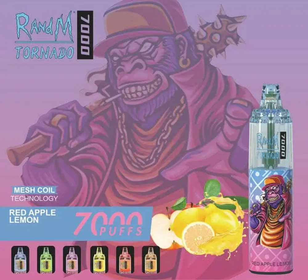 RandM Tornado 7000 - Red Apple Lemon (5% nic)