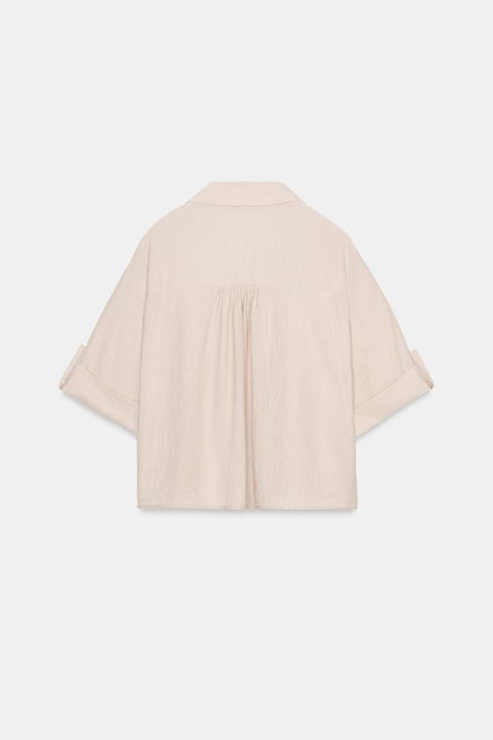 ZARA РУБАШКА СТРУЯЩЕГОСЯ ПОКРОЯ С КОРОТКИМ РУКАВОМ, ЭКРЮ
