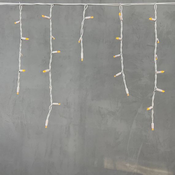 Светодиодная бахрома с колпачком 3,1*0,5 м., 120 желтых LED ламп, каучуковый белый провод, LTC (LL120-8-2Y)