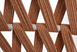 "Диего" диван 2-местный плетеный из роупа, каркас алюминий светло-серый (RAL7035) муар, роуп оранжевый меланж круглый, ткань светло-серая