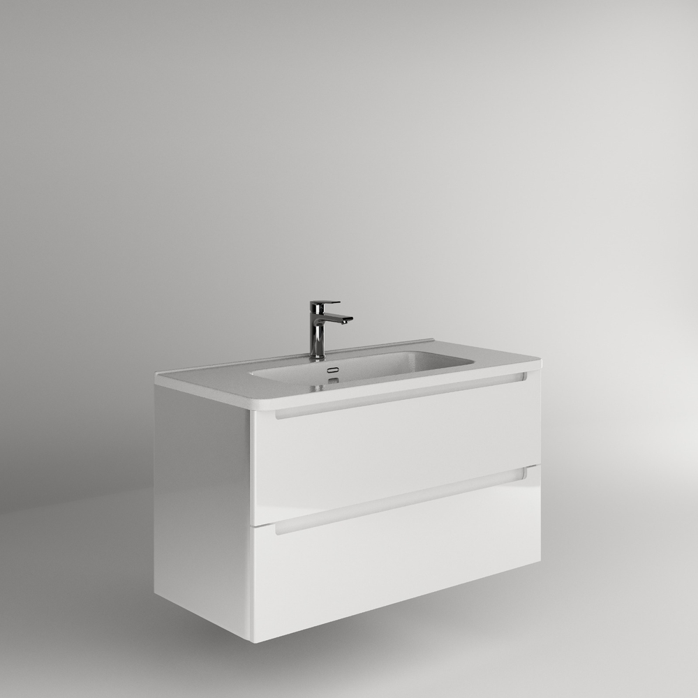 Тумба напольная SANITEKO "Кианит" под COMO 80, 2 ящика, белый глянец