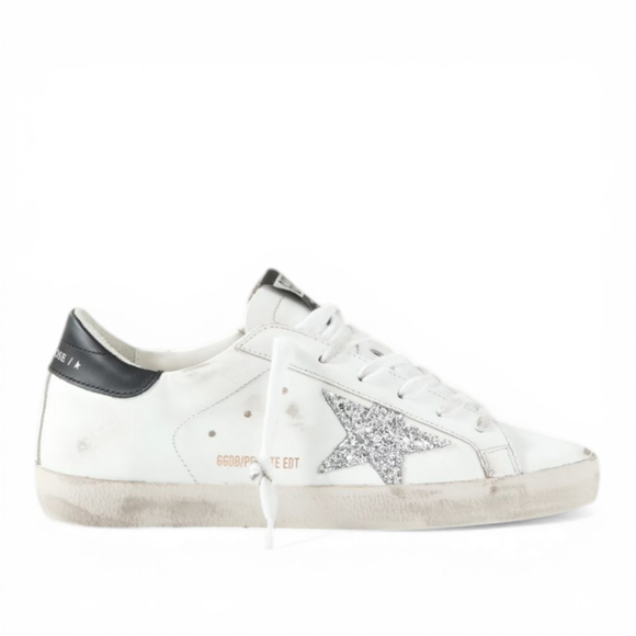 Кеды Golden Goose 'Superstar' Distressed glittered leather sneakers