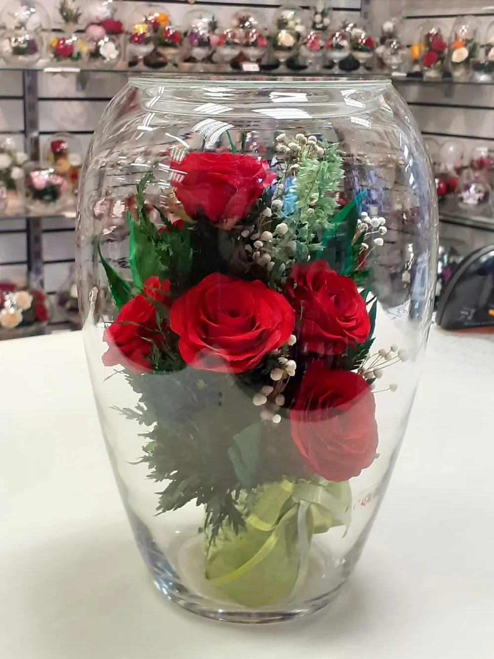 натуральные цветы в стекле, вакуум