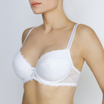 Кружевной пуш-ап бюстгальтер на каркасах с трехразрезной чашкой (Размер: 75D) (Цвет: белый)