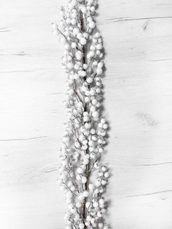 Гирлянда из белых ягод 180см ChristmasDeLuxe в блестках