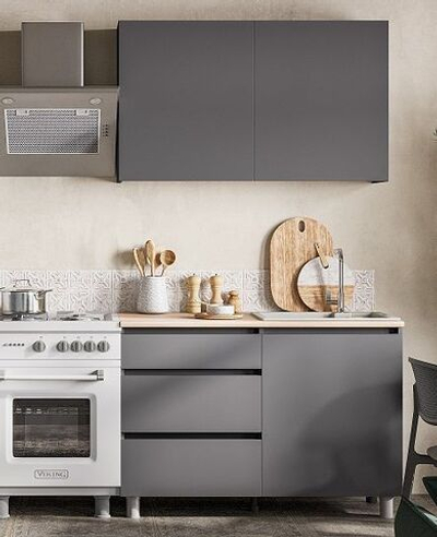 Кухонный гарнитур Den (1,2м) Графит/Дуб Сонома