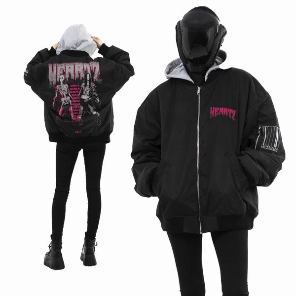 Бомбер Double Barreled Oversized Embroidered Hooded Черный - фото 5