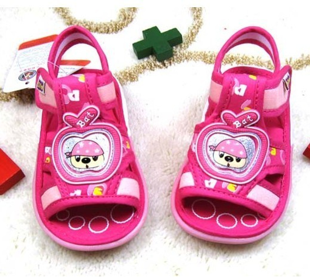 Сандалии детские однотонные с аппликацией