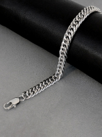 Мужской браслет из стали, двойное панцирное плетение