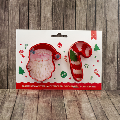 Вырубка для пряника "Дед мороз, леденец" 2 шт в комплекте.