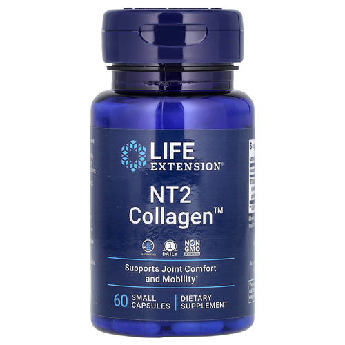 Life Extension, коллаген NT2, 60 маленьких капсул (40 мг в 1 капсуле)