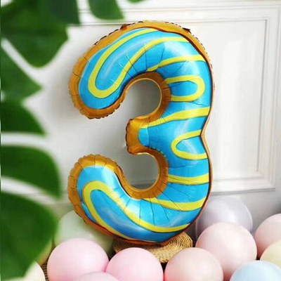 Шар фольгированный 32'/81см Цифра 3"Сладкий пончик»