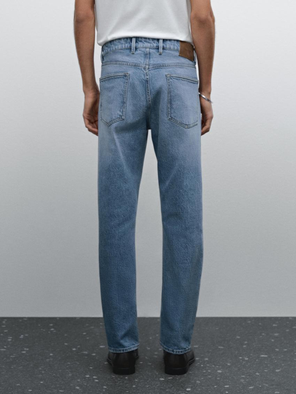 Massimo Dutti Зауженные джинсы из смесового хлопка со средней посадкой, индиго