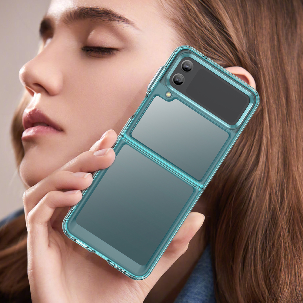 Двухкомпонентный чехол с мягкими рамками бирюзового цвета для Samsung Galaxy Z Flip 4
