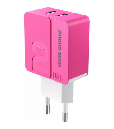 Зарядное устройство More Choice NC46 2.4А розовое