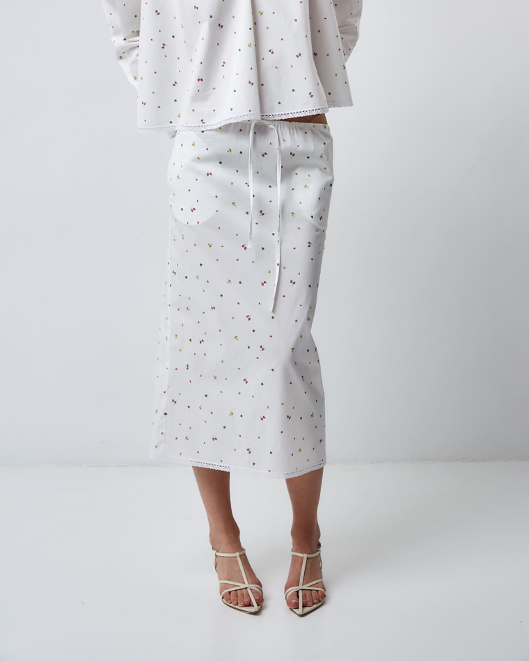 Юбка из смесового хлопка малина белый