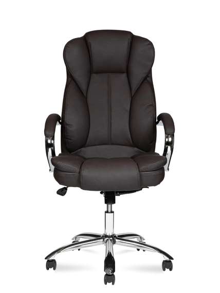 Кресло офисное Норден / Верса / (brown) сталь + хром / темно-коричневая экокожа