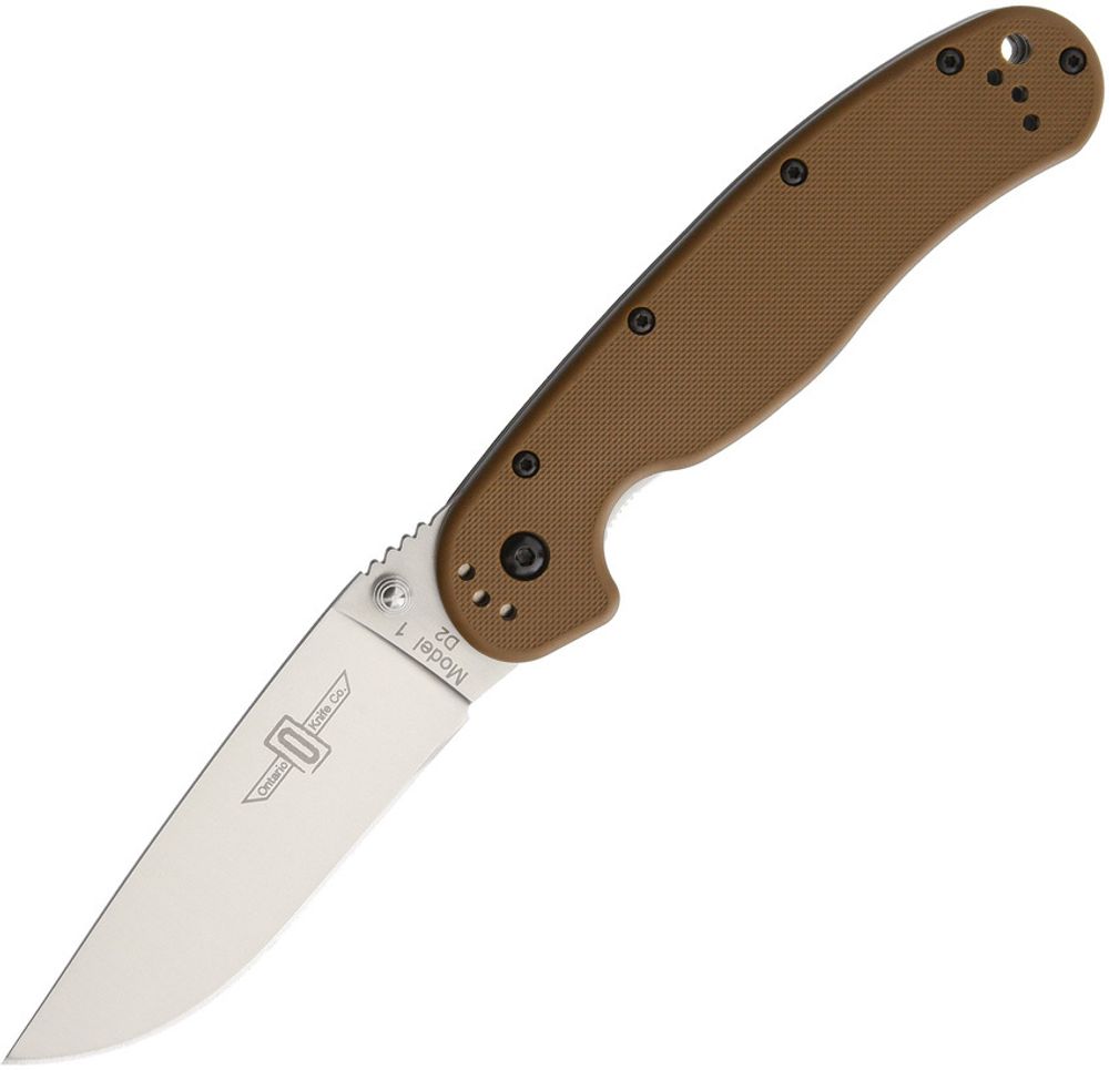 Складной нож Ontario RAT 1 CB коричневый. сталь D2