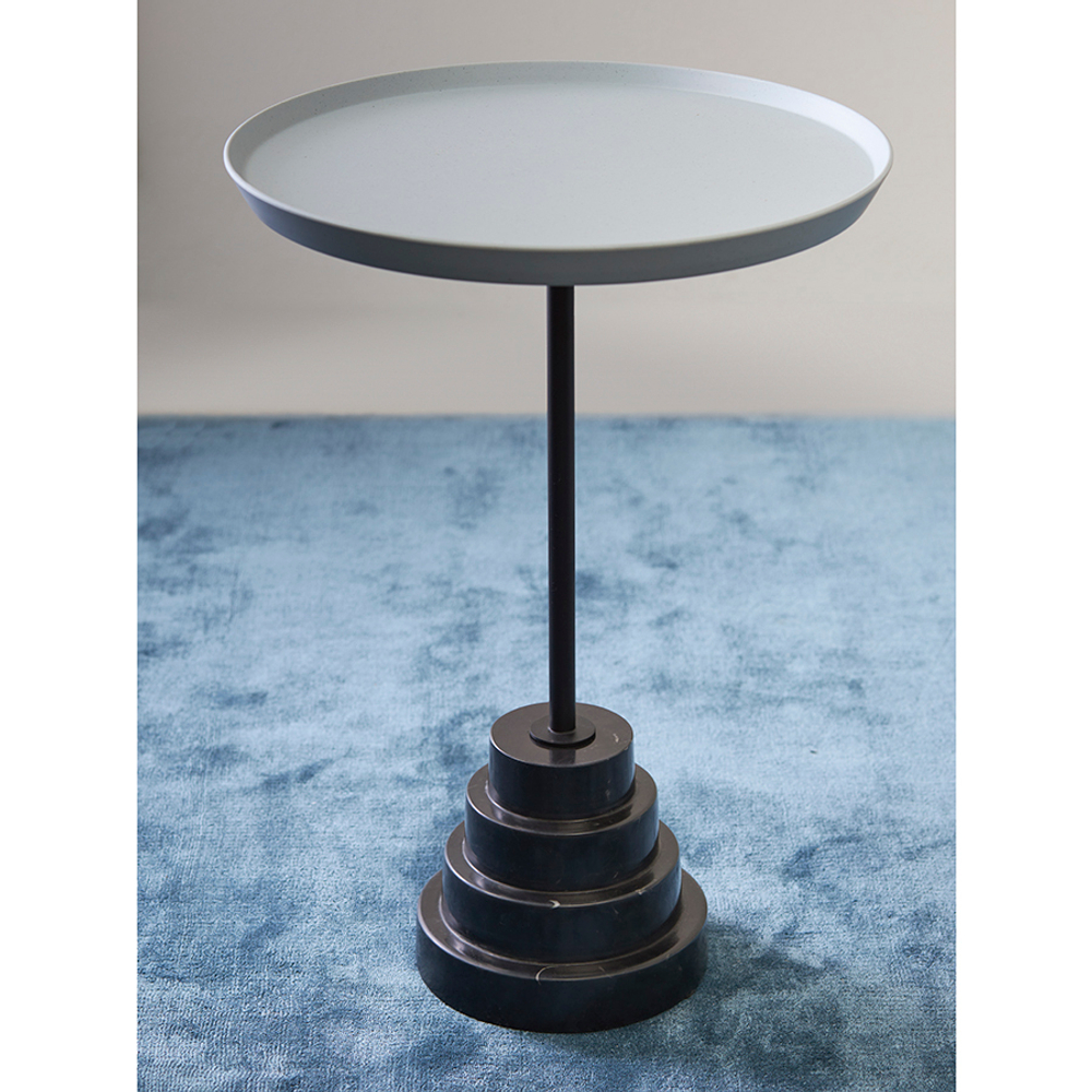 Столик кофейный sustainable collection, D38 см, серо-голубой/черный