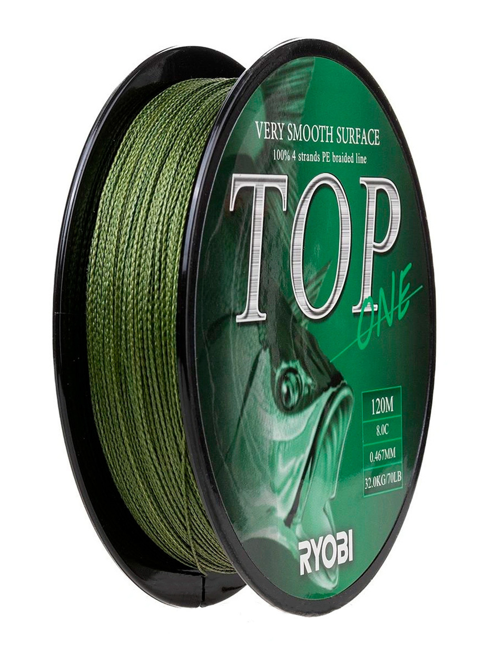 Шнур плетеный для рыбалки Ryobi TOP PE4X-120M Dark green 0.6/d-0.128mm