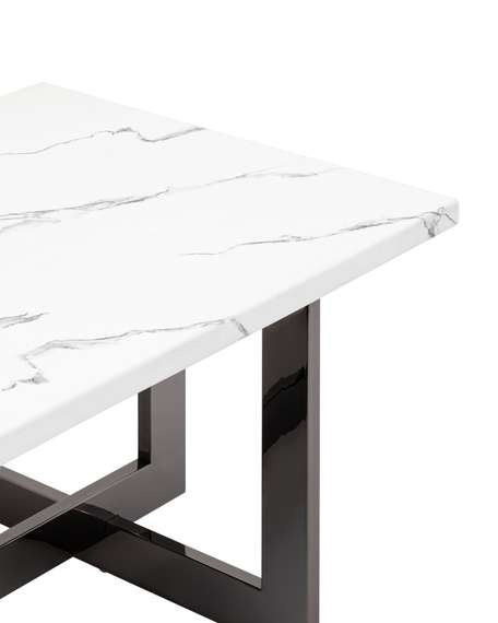 Журнальный столик Newton 122х61 см, белый мрамор, темный хром