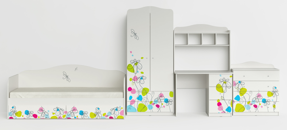 Шкаф МАМА "Цветы", Белый