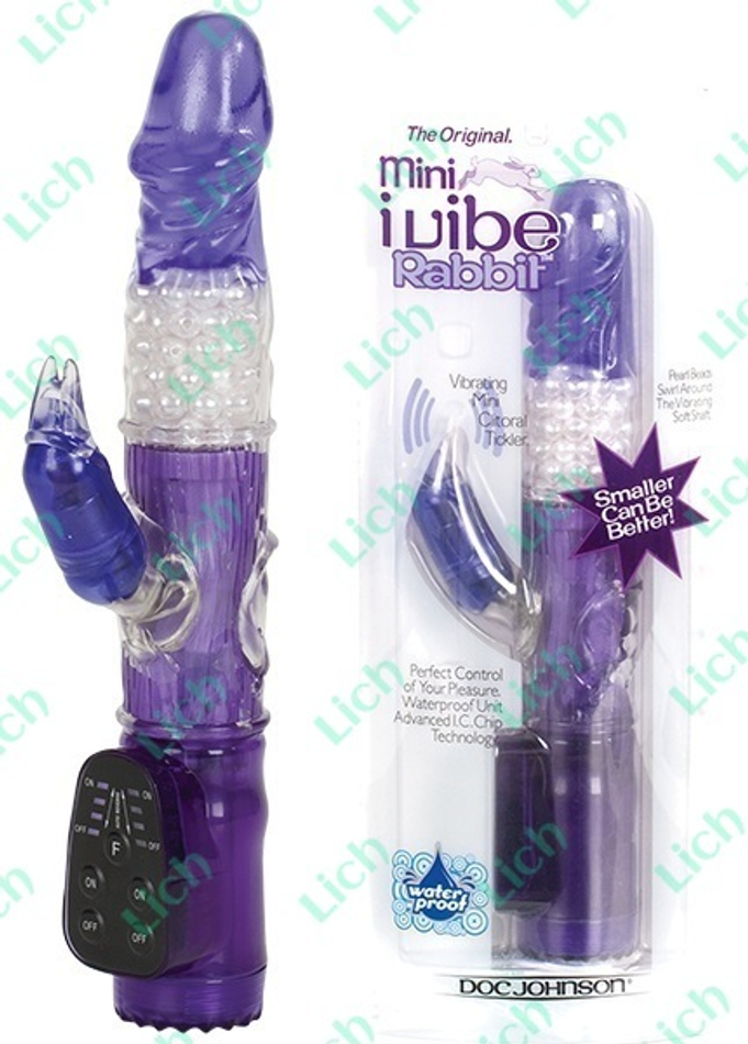 Фиолетовый вибратор-ротатор MINI I-VIBE RABBIT