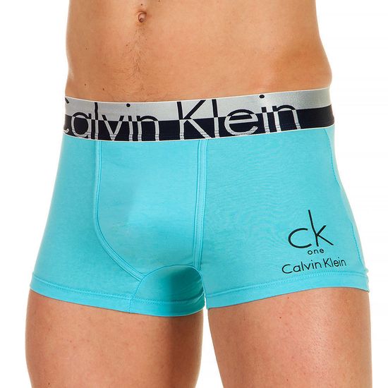 Трусы мужские боксеры голубые с двухцветной резинкой steel Calvin Klein