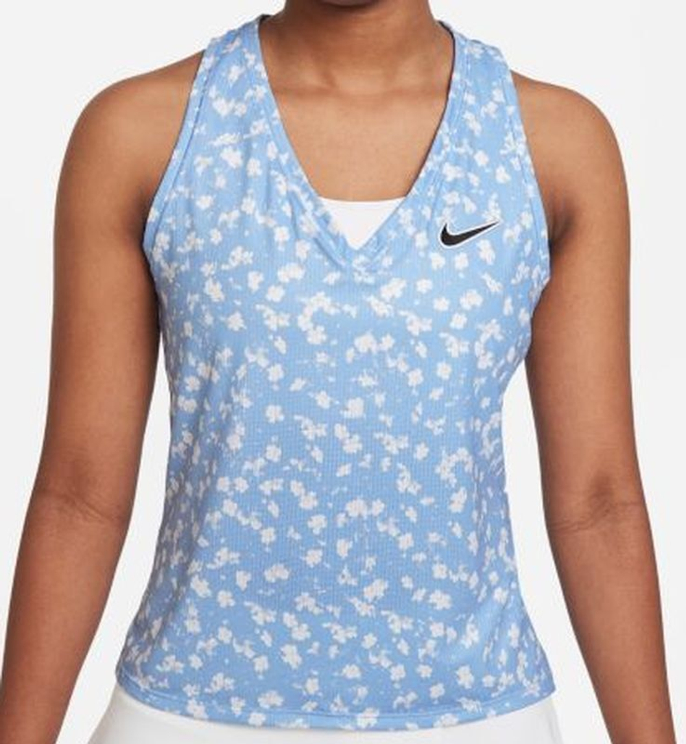 Женский топ теннисный Nike Court Dri-Fit Victory Tank Printed W - небесный