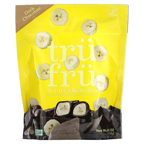 Tru Fru, Nature's Bananas, темный шоколад, 128 г (4,5 унции)