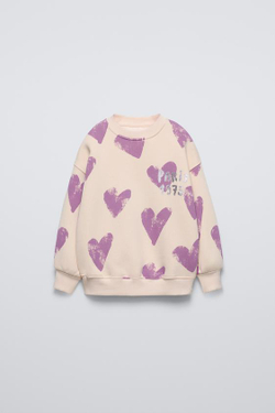 ZARA ТОЛСТОВКА С БЛЕСТЯЩИМ ПРИНТОМ, ЭКРЮ