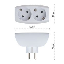 Разветвитель электрический ЭРА SP-2e-W на 2 розетки с заземлением со шторками 16А белый