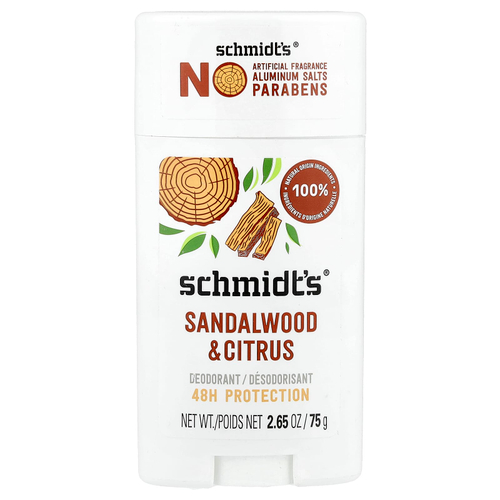 Schmidt's, дезодорант, сандаловое дерево и цитрус, 75 г (2,65 унции)