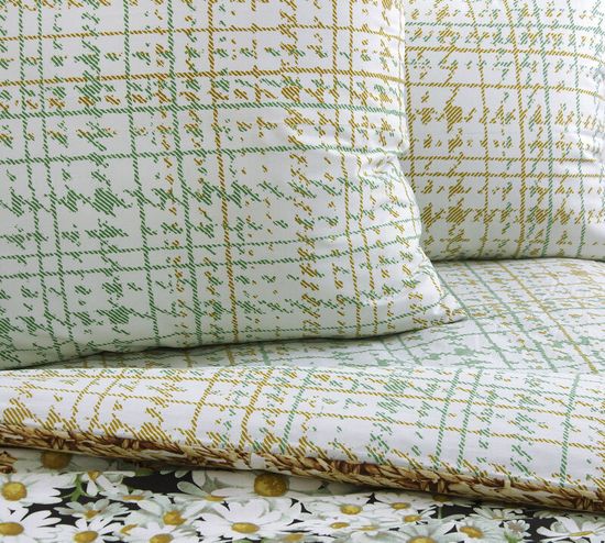 Евро комплект постельного белья Ромашки перкаль