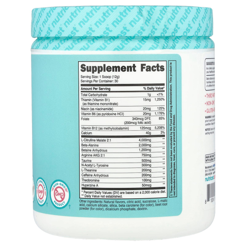 Nutricost, Для женщин, предтренировочный комплекс с витамином B12 и фолатом, персик и манго, 348 г (12,4 унции)