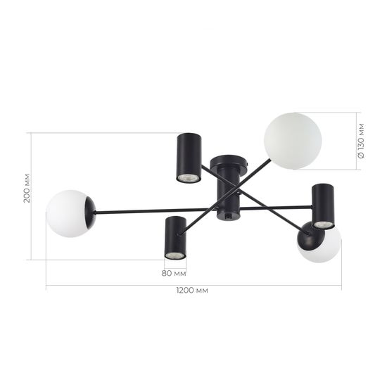 SLE1105-402-06 Светильник потолочный Черный/Белый GU10+E27 3+3*5+60W RAITO