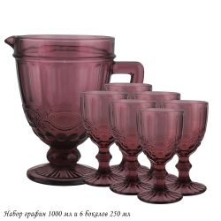 Lenardi 588-433 Набор графин и 6 бокалов 250 мл в под.уп.(х4) Розовый