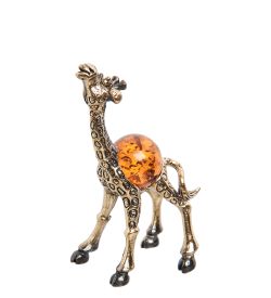Народные промыслы AM- 295 Фигурка «Жираф» мал. (латунь, янтарь)