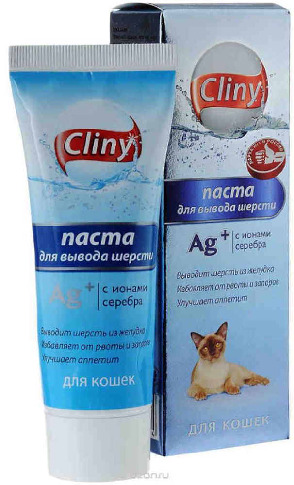 Cliny ЭКОПРОМ паста для кошек для вывода шерсти, 30 мл