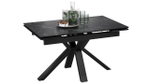 Стол кухонный обеденный раздвижной Черный муар/Керамика матовая черный мрамор 140(200)х85х76 см