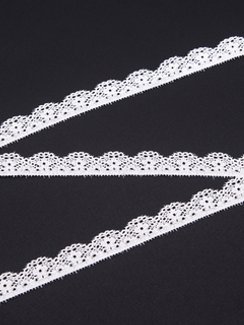 02-39 Кружево узкое эластичное 1,5 см, белый 001